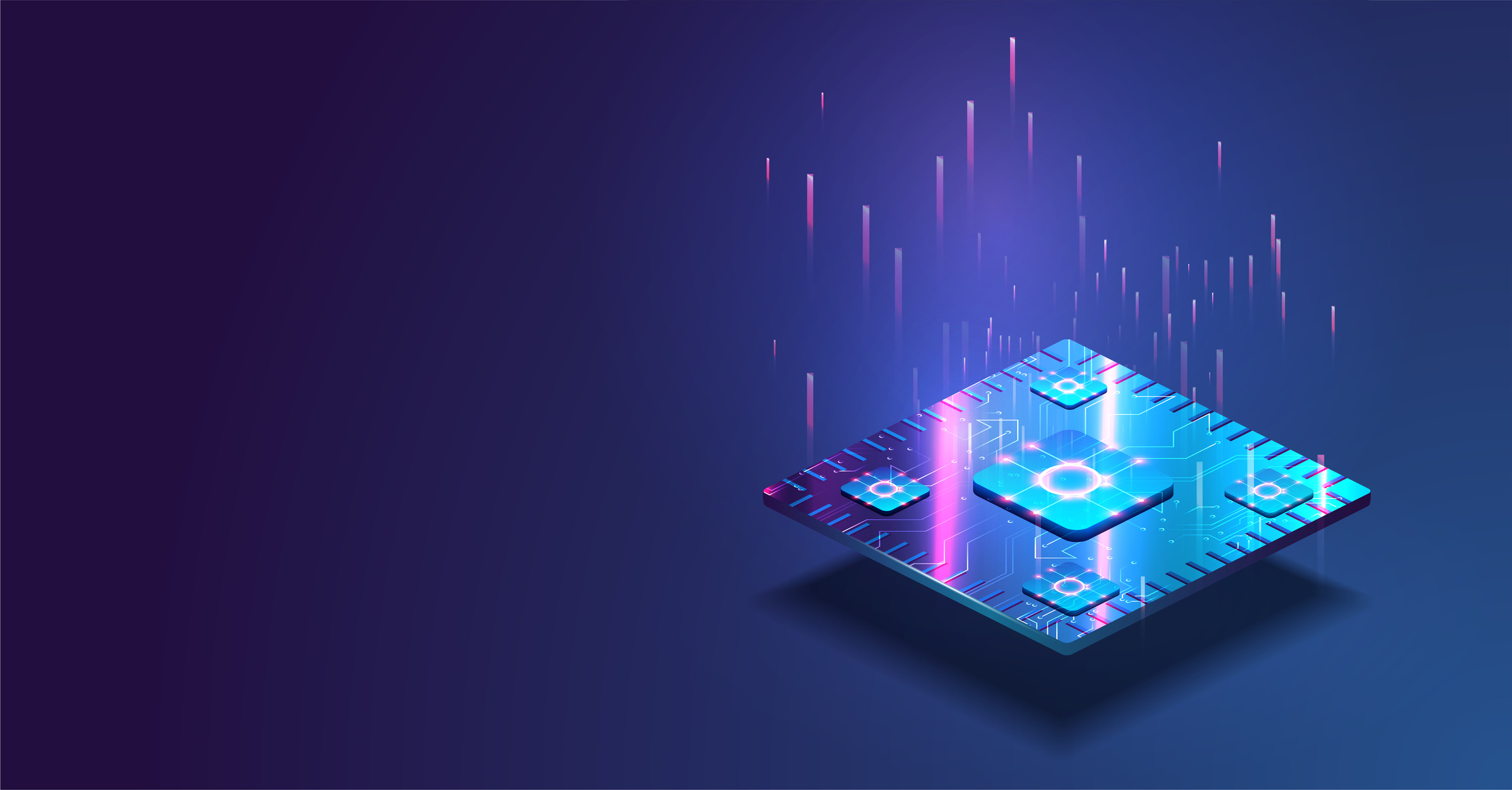Stylized illustration of a semiconductor chip.