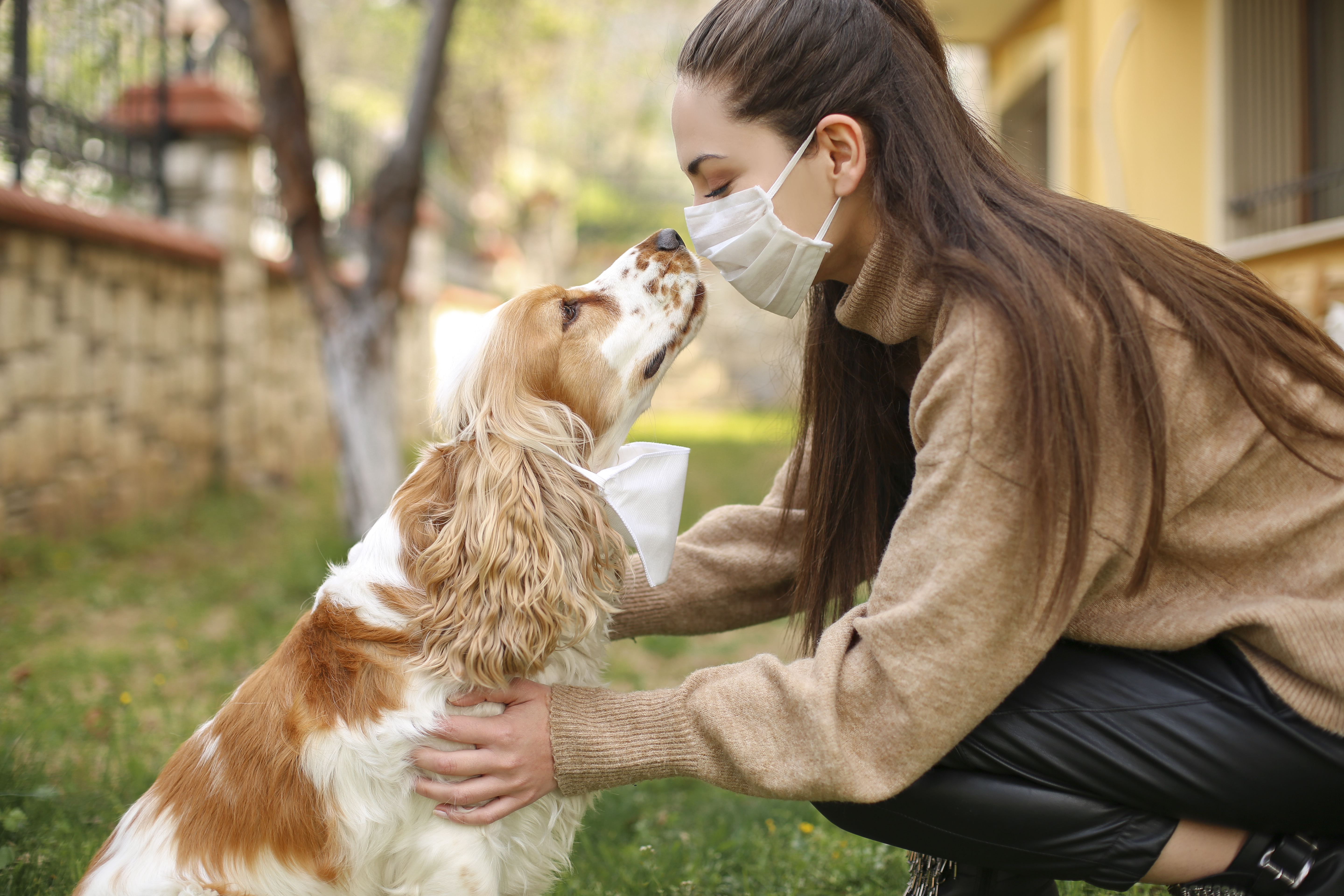 Woman bonding with her pet.