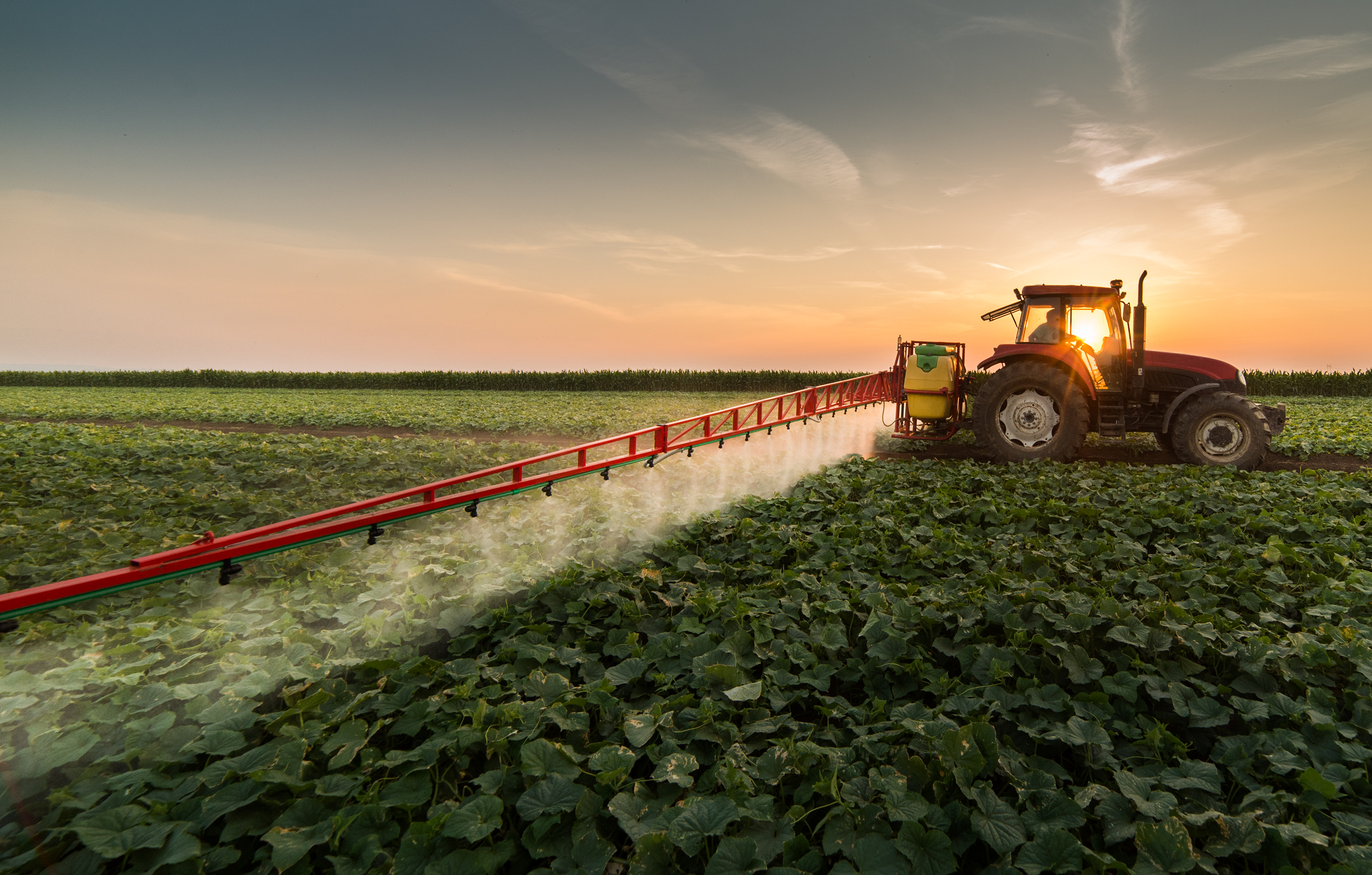 Action shot of farm equipment in the field.