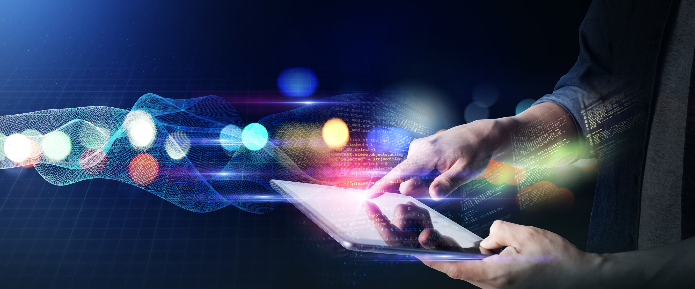 A person using a tablet.