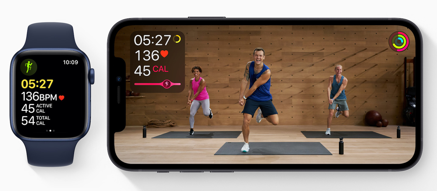 An Apple Watch and an iPhone.