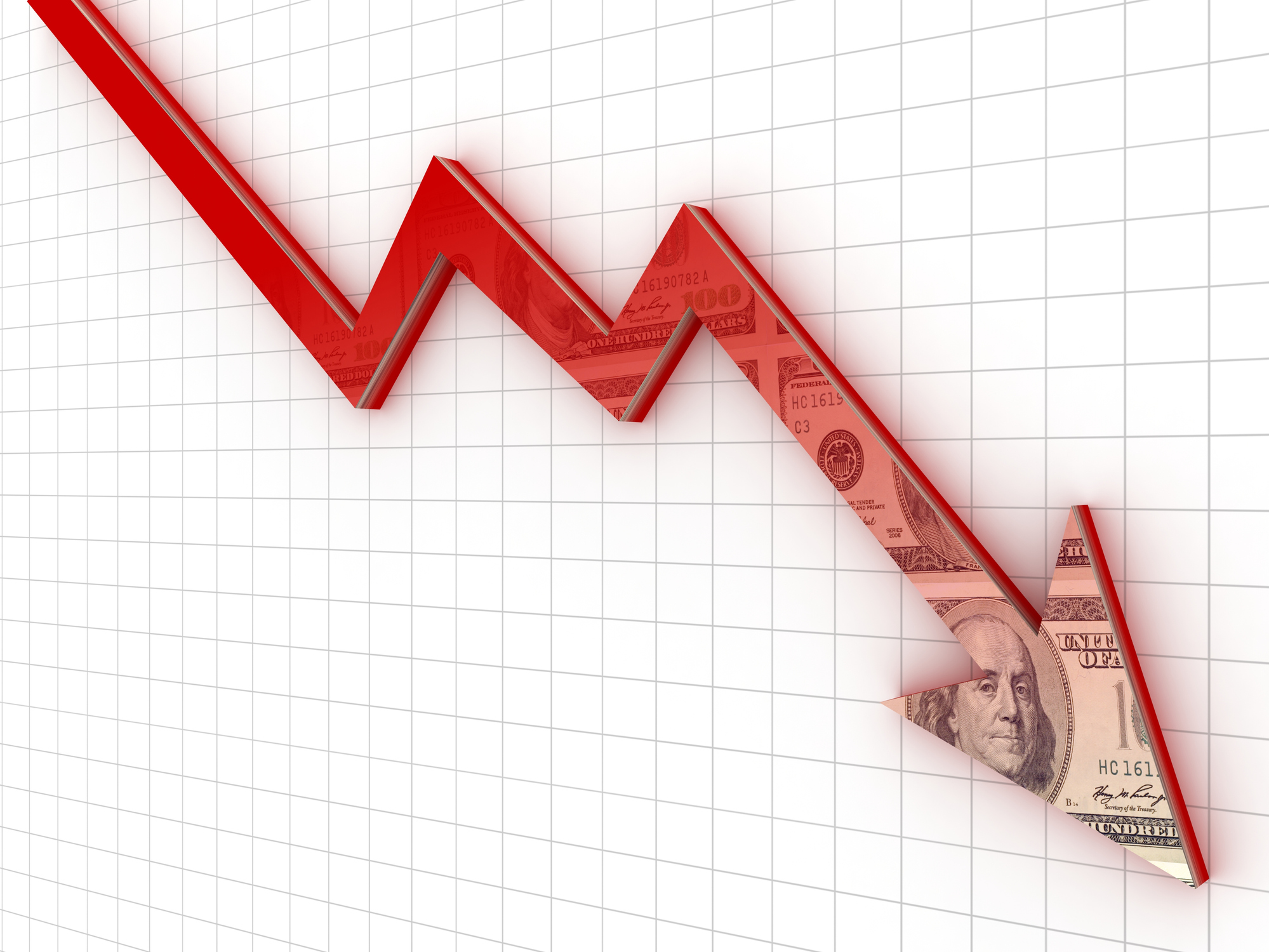 Stock market chart crashing.