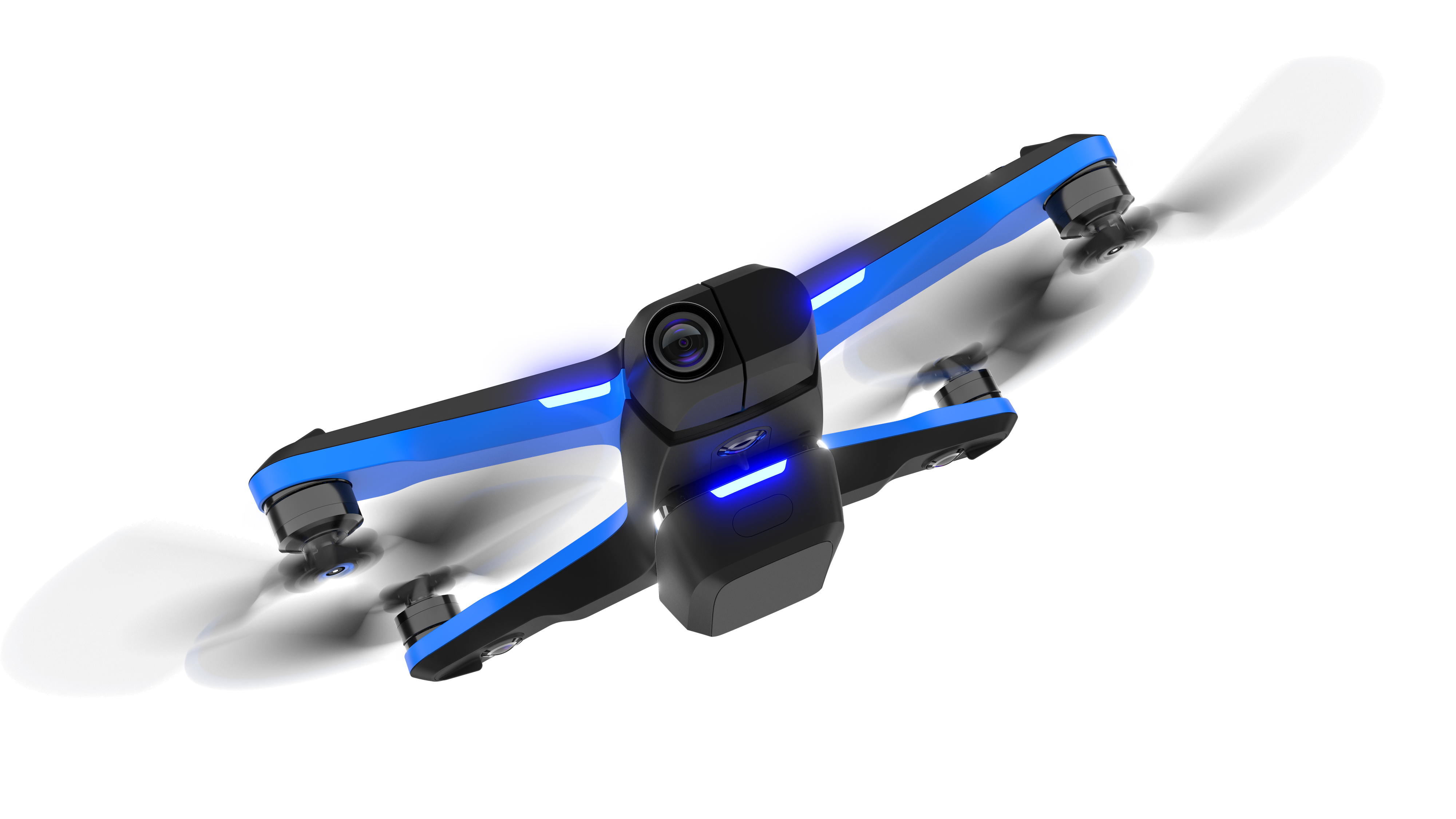 blue Skydio drone with camera