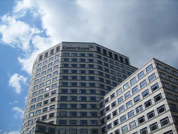 Picture of building with Credit Suisse logo on outside.