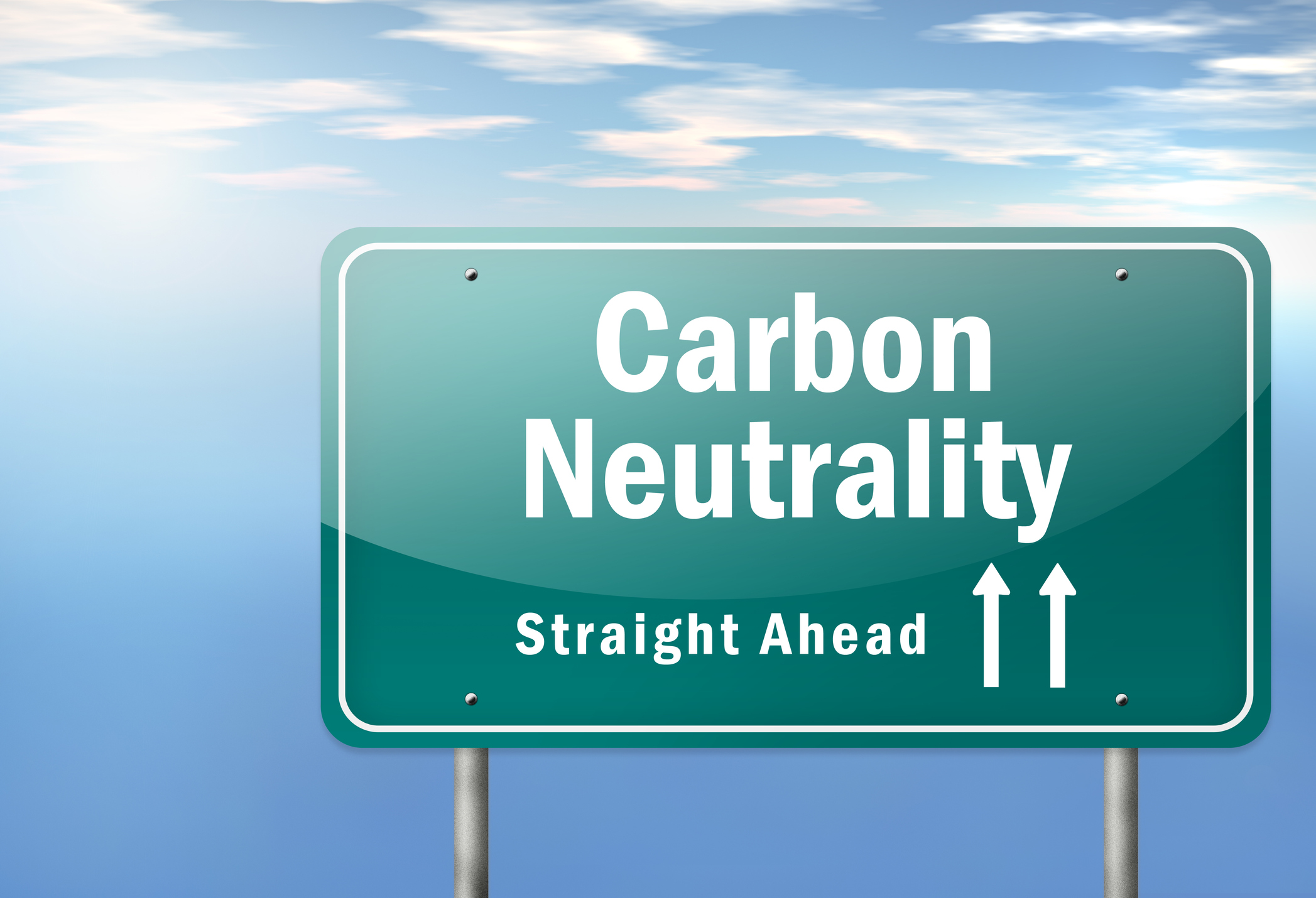 A sign that says carbon neutrality straight ahead.