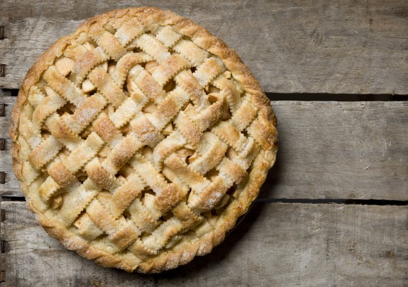 Apple pie with lattice crust.