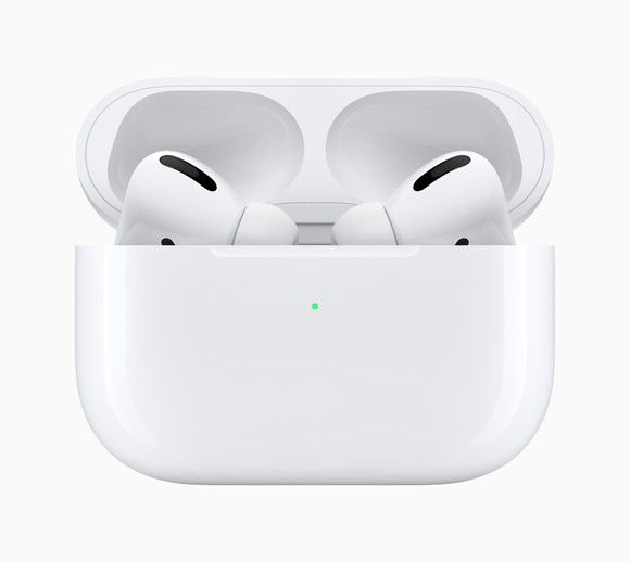Apple AirPods Pro in an open charging case.