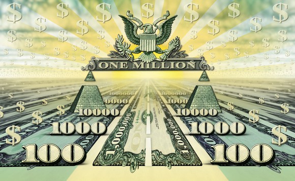 A road paved with a one-million-dollar bill 