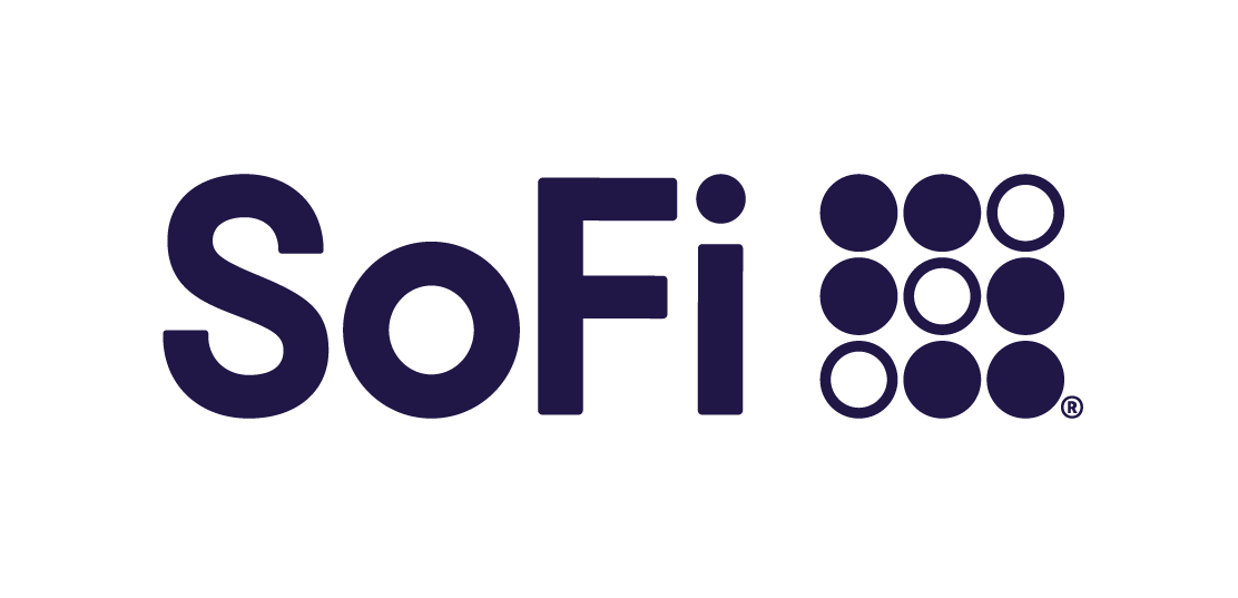 Black and white SoFi logo.