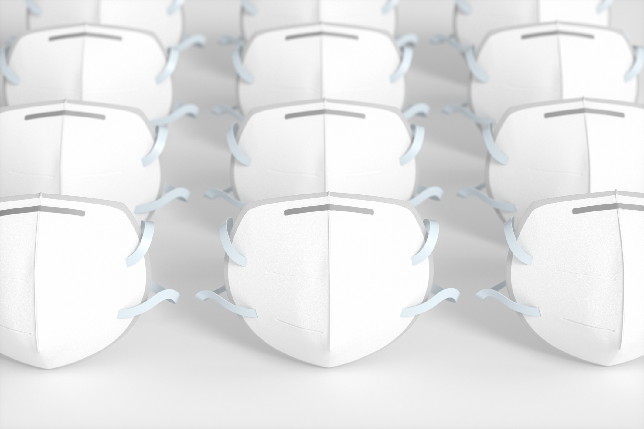 Rows of new face masks.