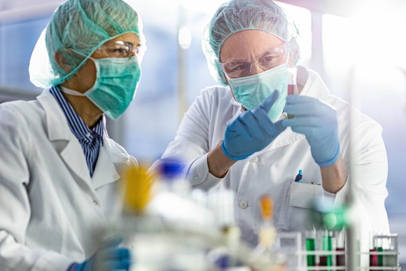 Researchers working in a lab. 