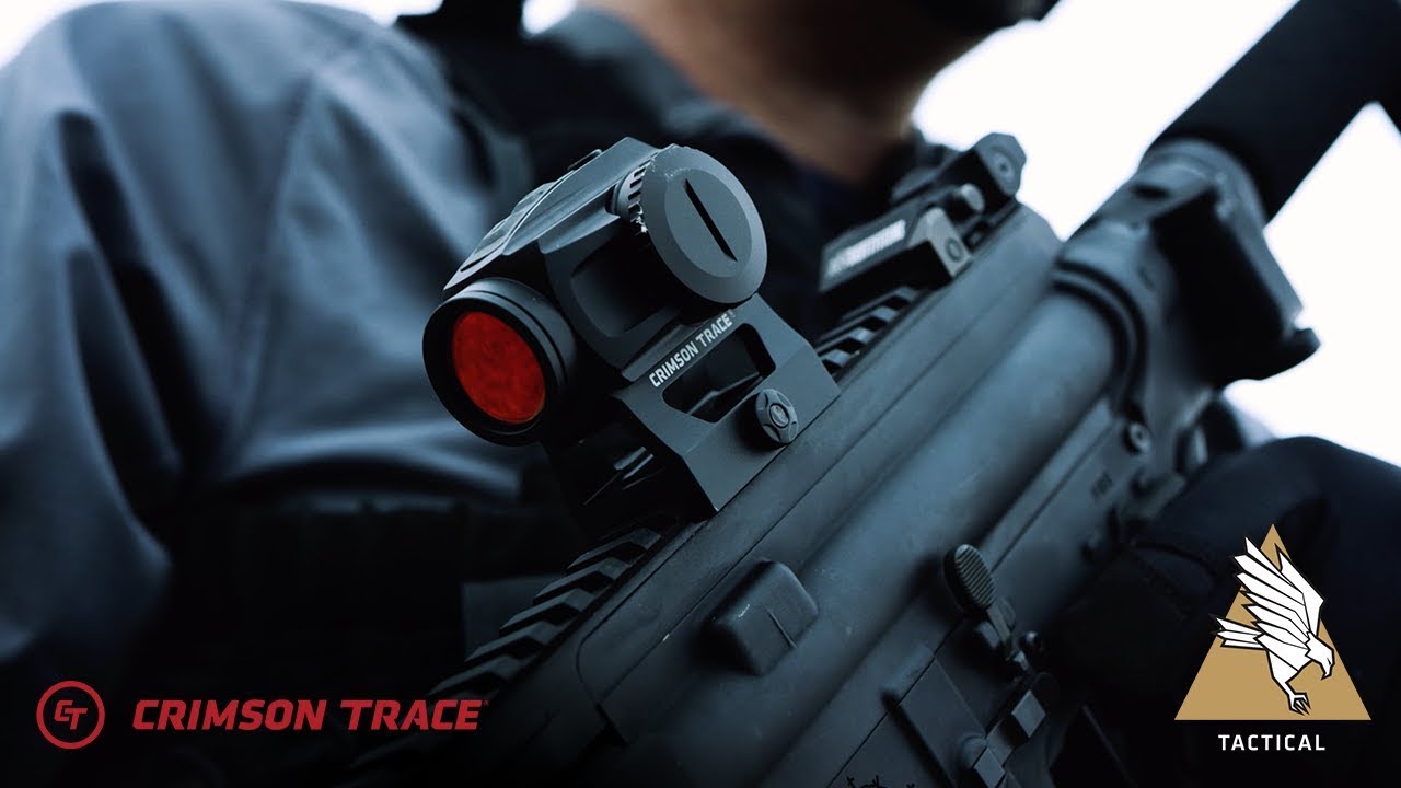 Crimson Trace laser sight on rifle.