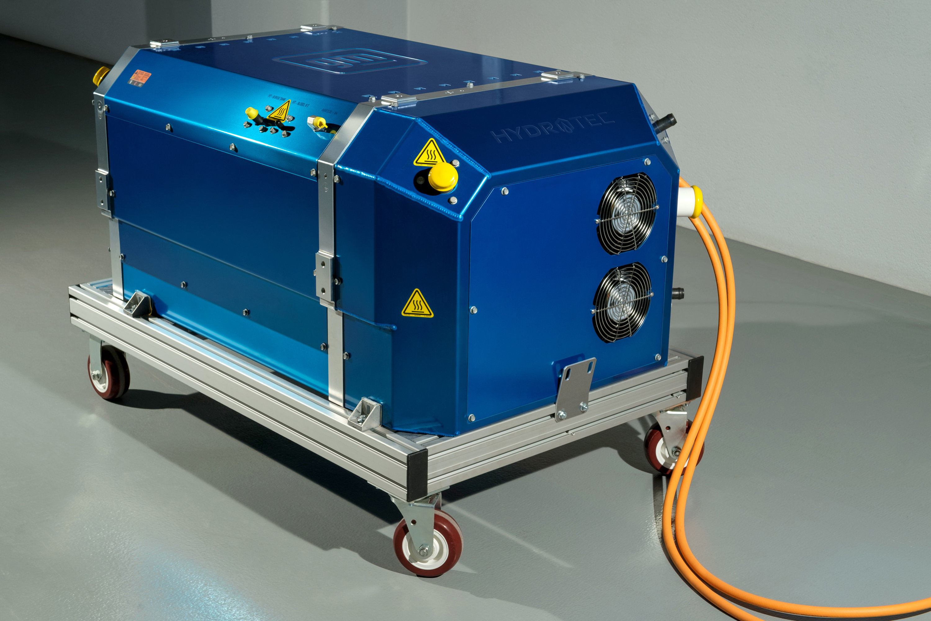 A GM fuel cell on display at a factory.
