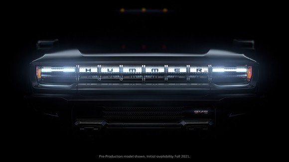 Front grill of GM's electric Hummer.