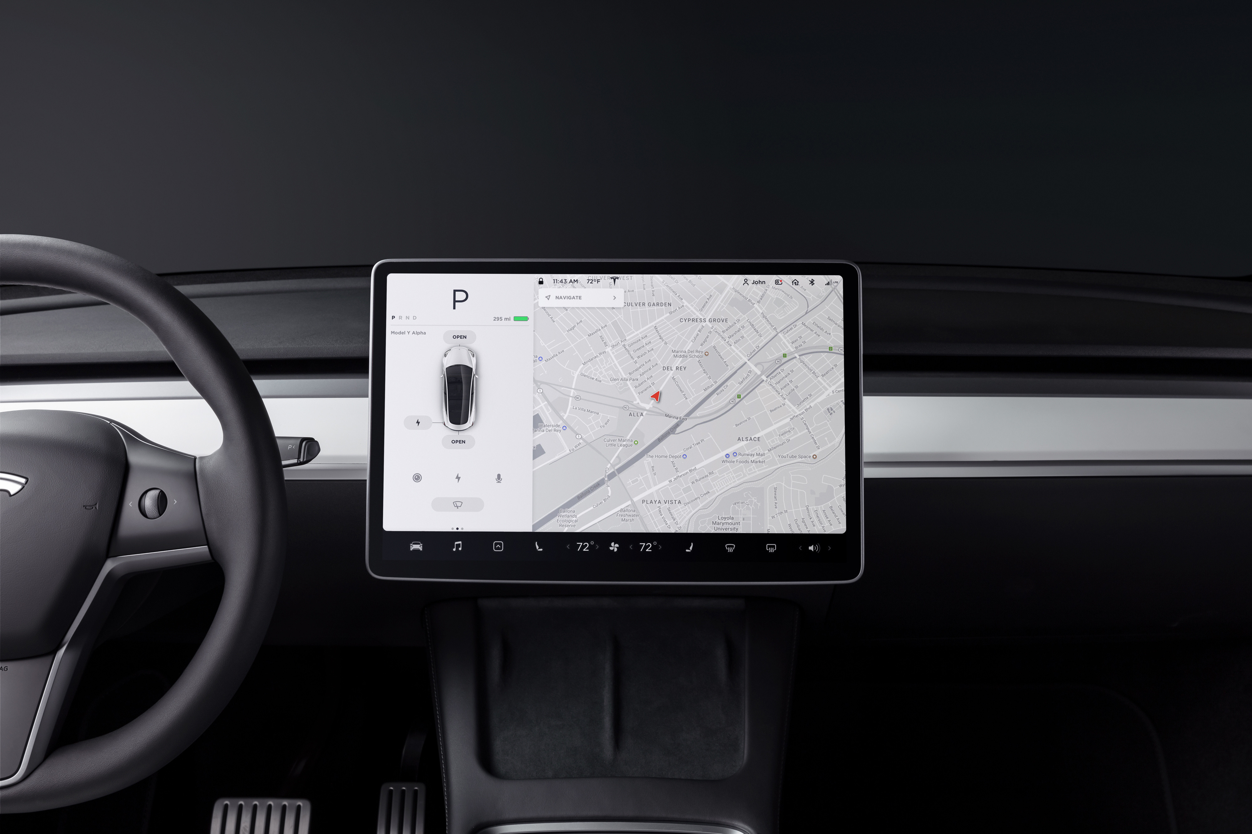 Model Y's center console touchscreen.