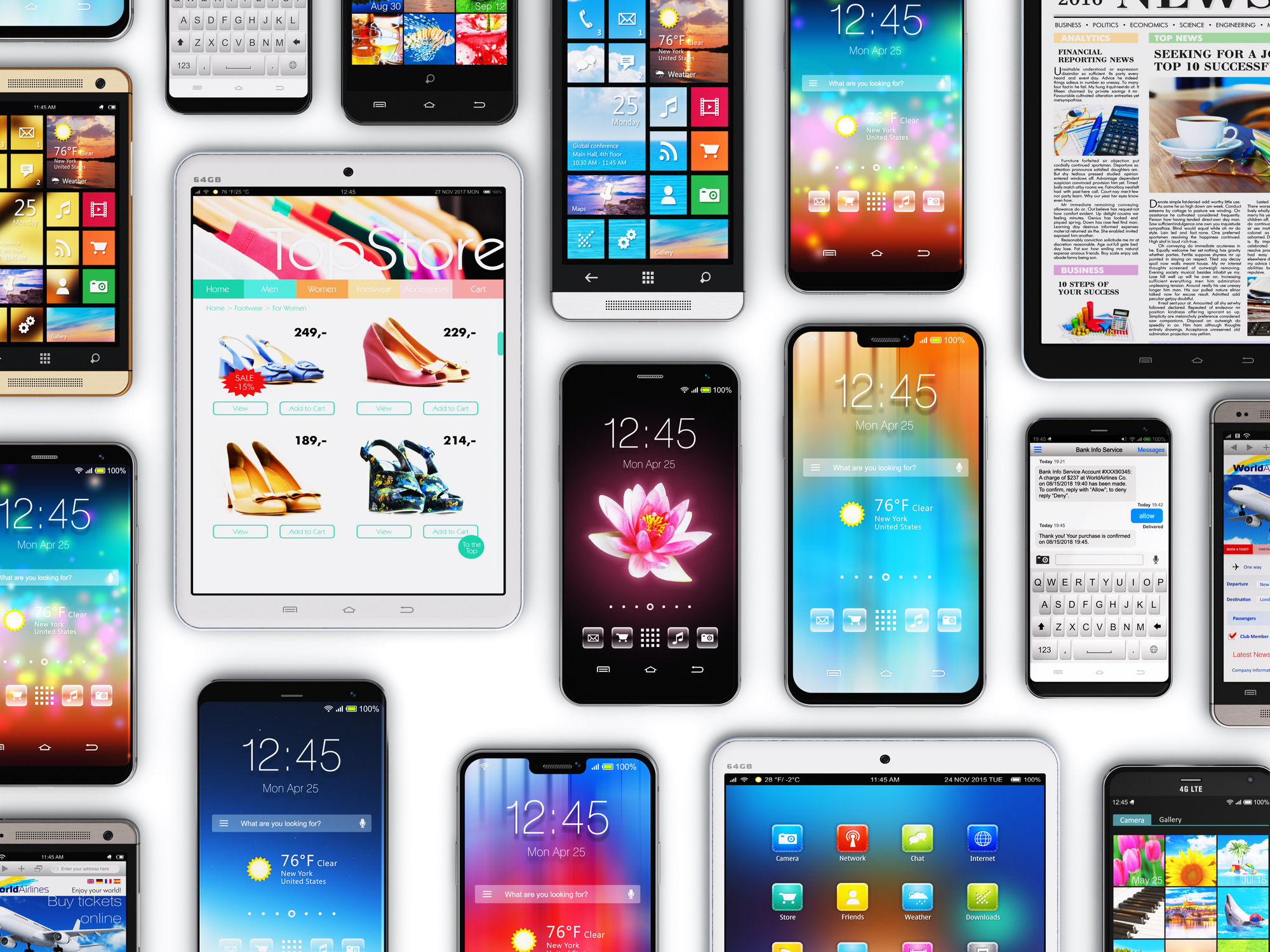 A wide range of tablets and smartphones.