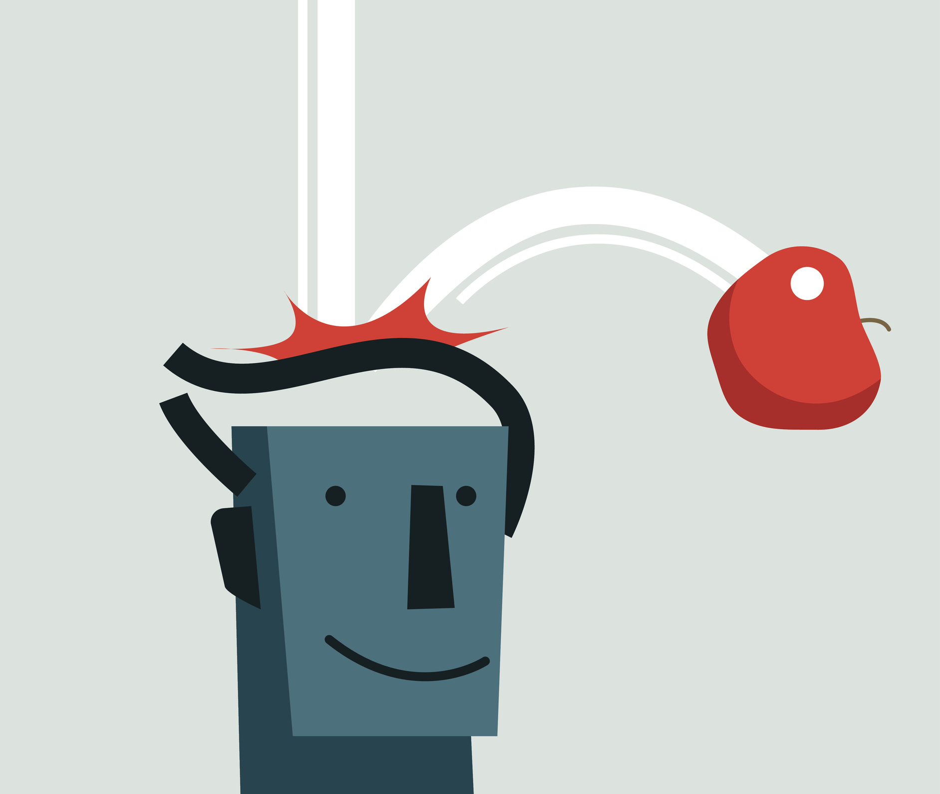 Sir Isaac Newton reference -- an apple falling and hitting a cartoon character on the head