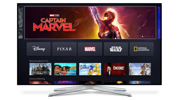 The Disney+ service featured on a smart TV.