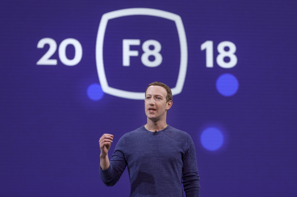 Facebook CEO Mark Zuckerberg speaking at a conference