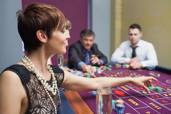 Gamblers playing roulette.