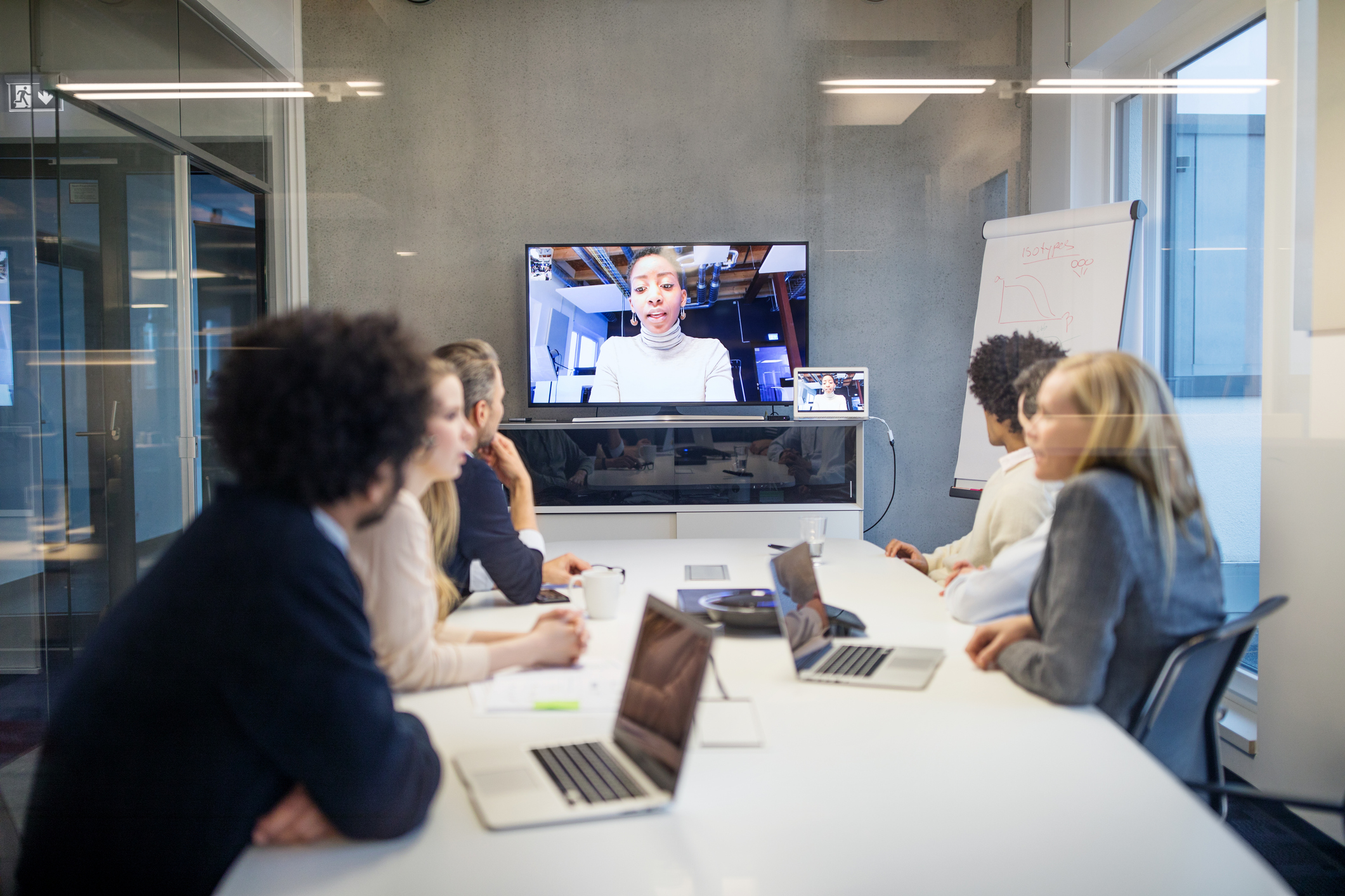 Colleagues videoconferencing.