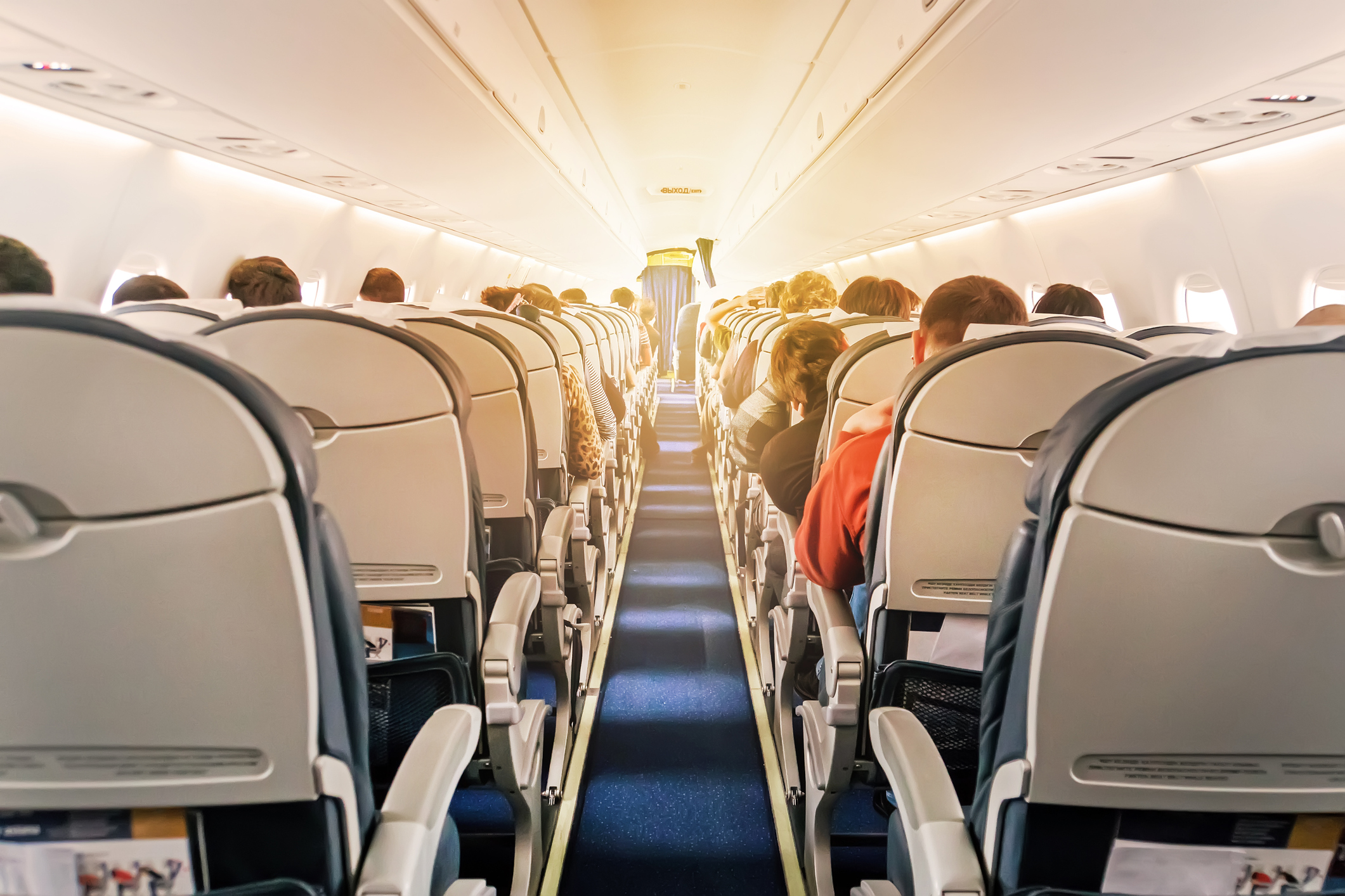 Passengers on a commercial airplane.