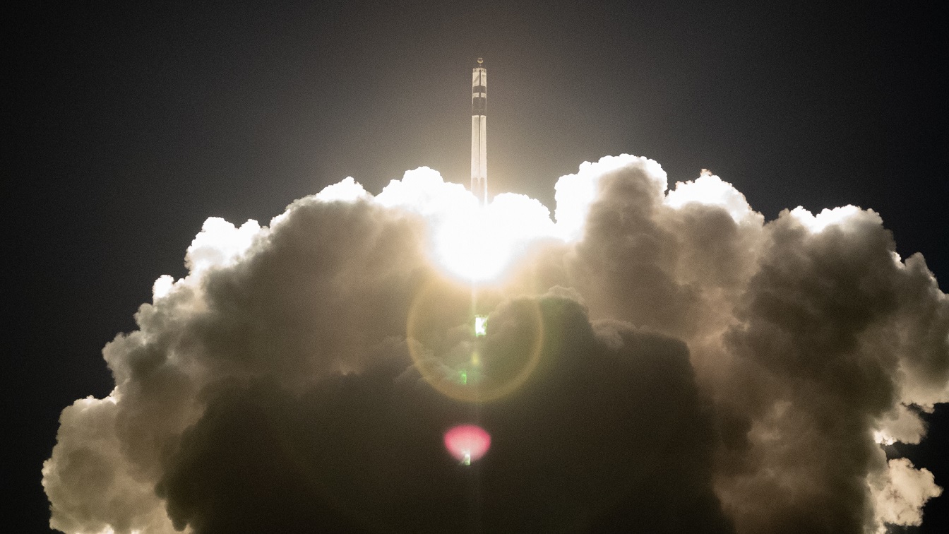 Rocket Lab rocket launching on U.S. Air Force mission.