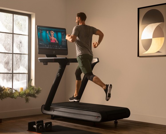 Person running on a treadmill.
