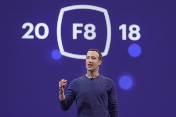 Facebook CEO Mark Zuckerberg speaking at a conference.