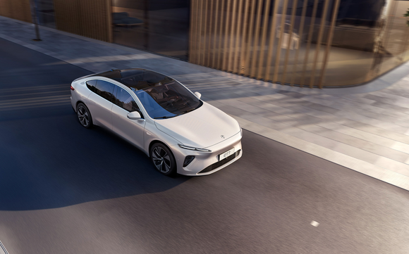 Nio ET7 luxury electric sedan on street.
