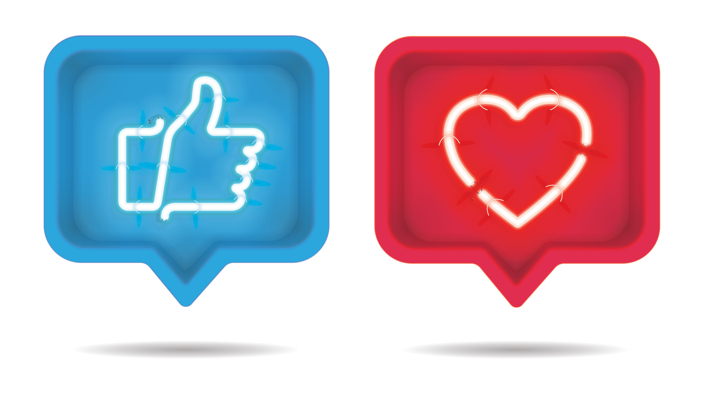 Thumbs up and heart like and love icons.