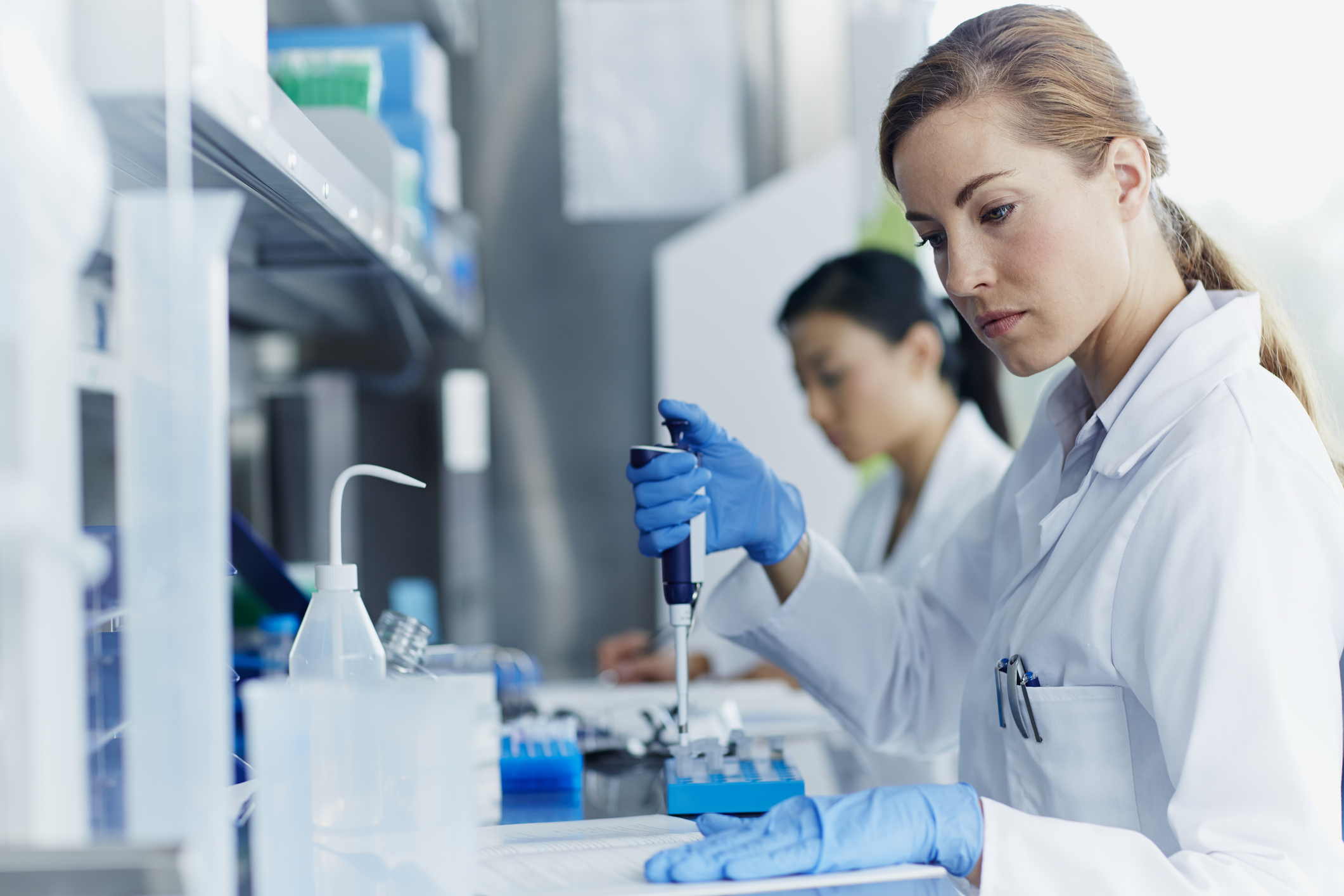 Scientists at work in a lab.