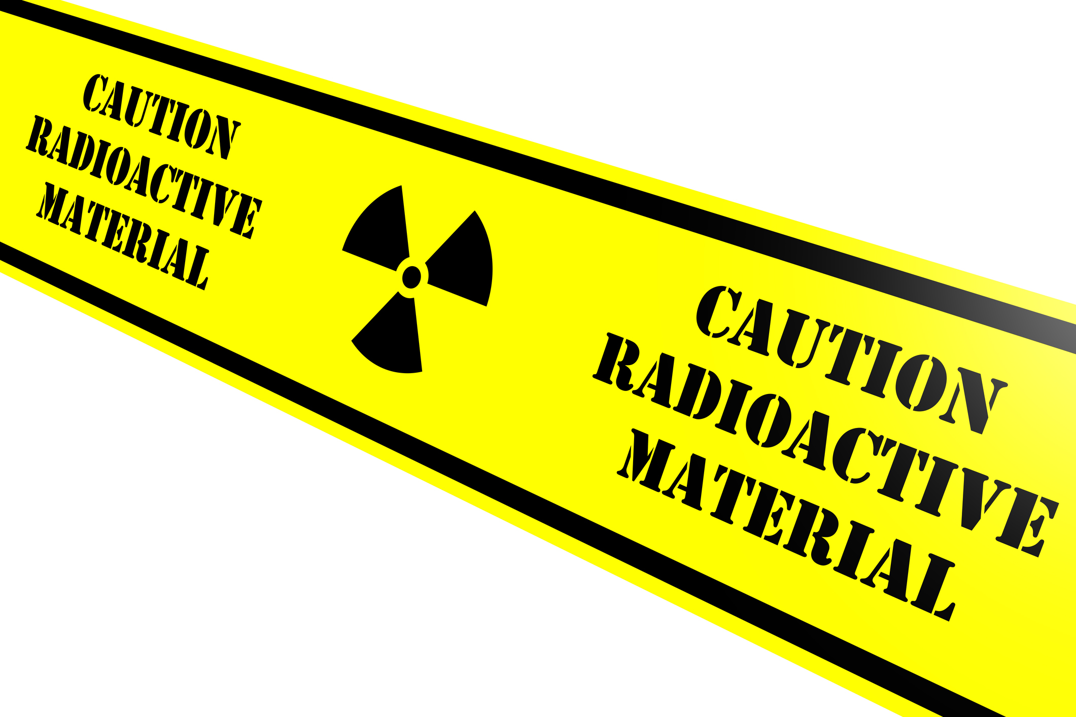 Yellow tape says, "caution, radioactive material."