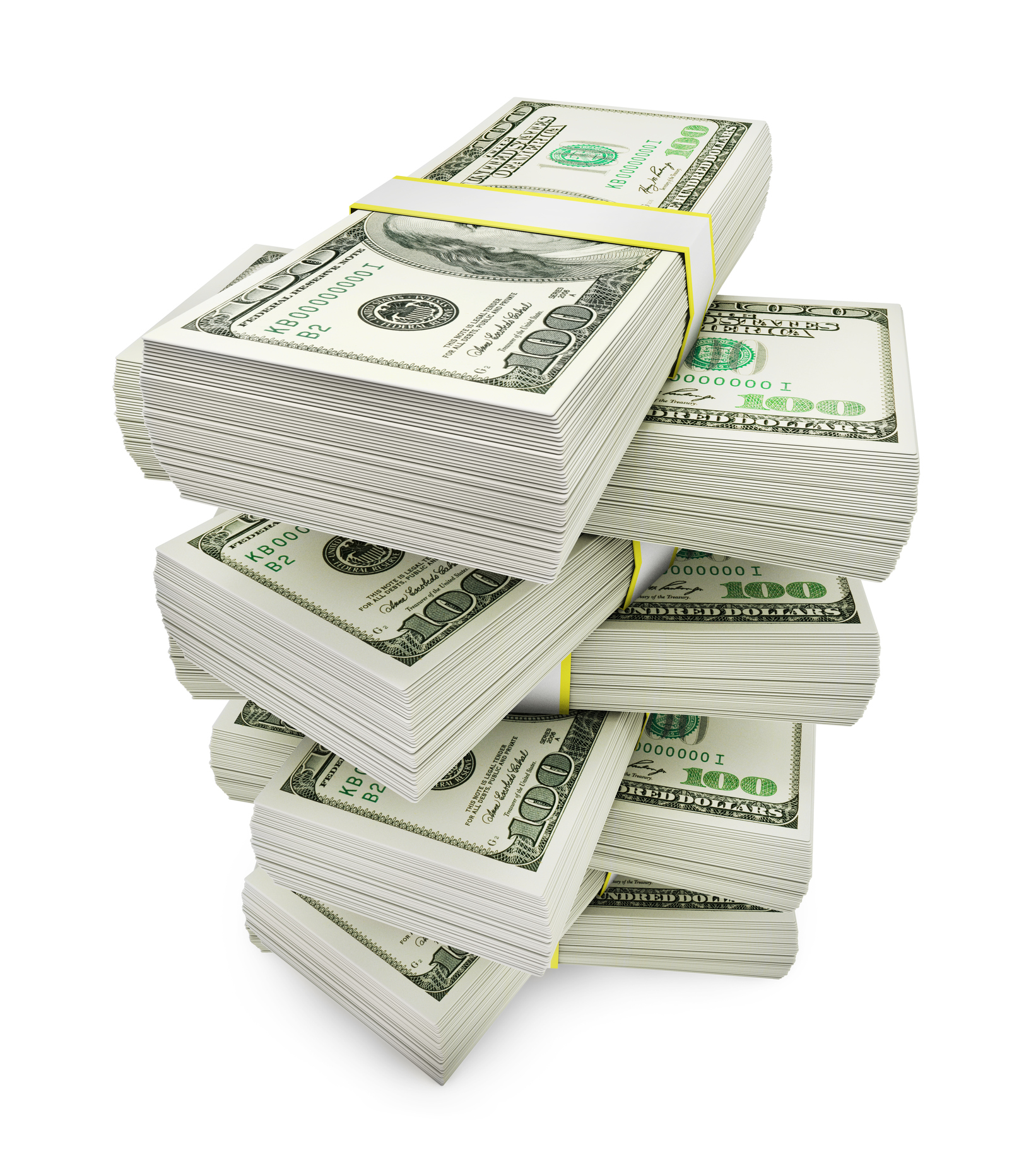 Stacks of $100 bills.