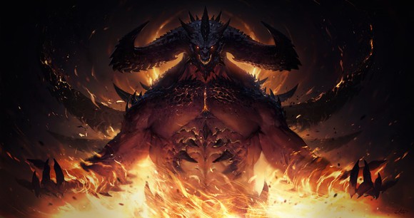 A large creature on fire.