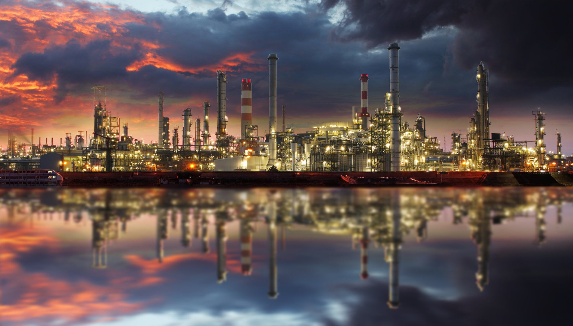 An oil refinery.