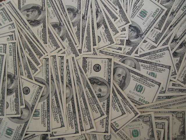 A big collection of $100 bills.