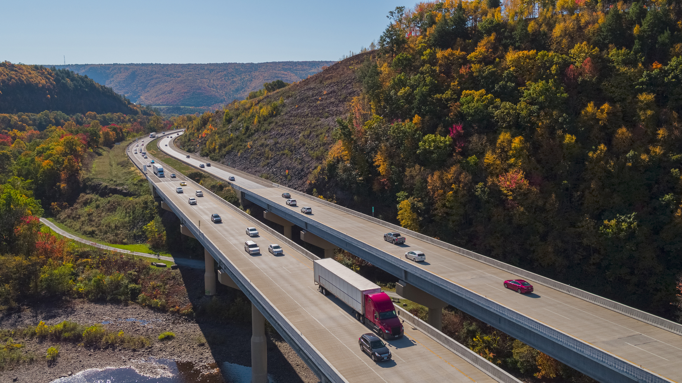 Cars on a bridge