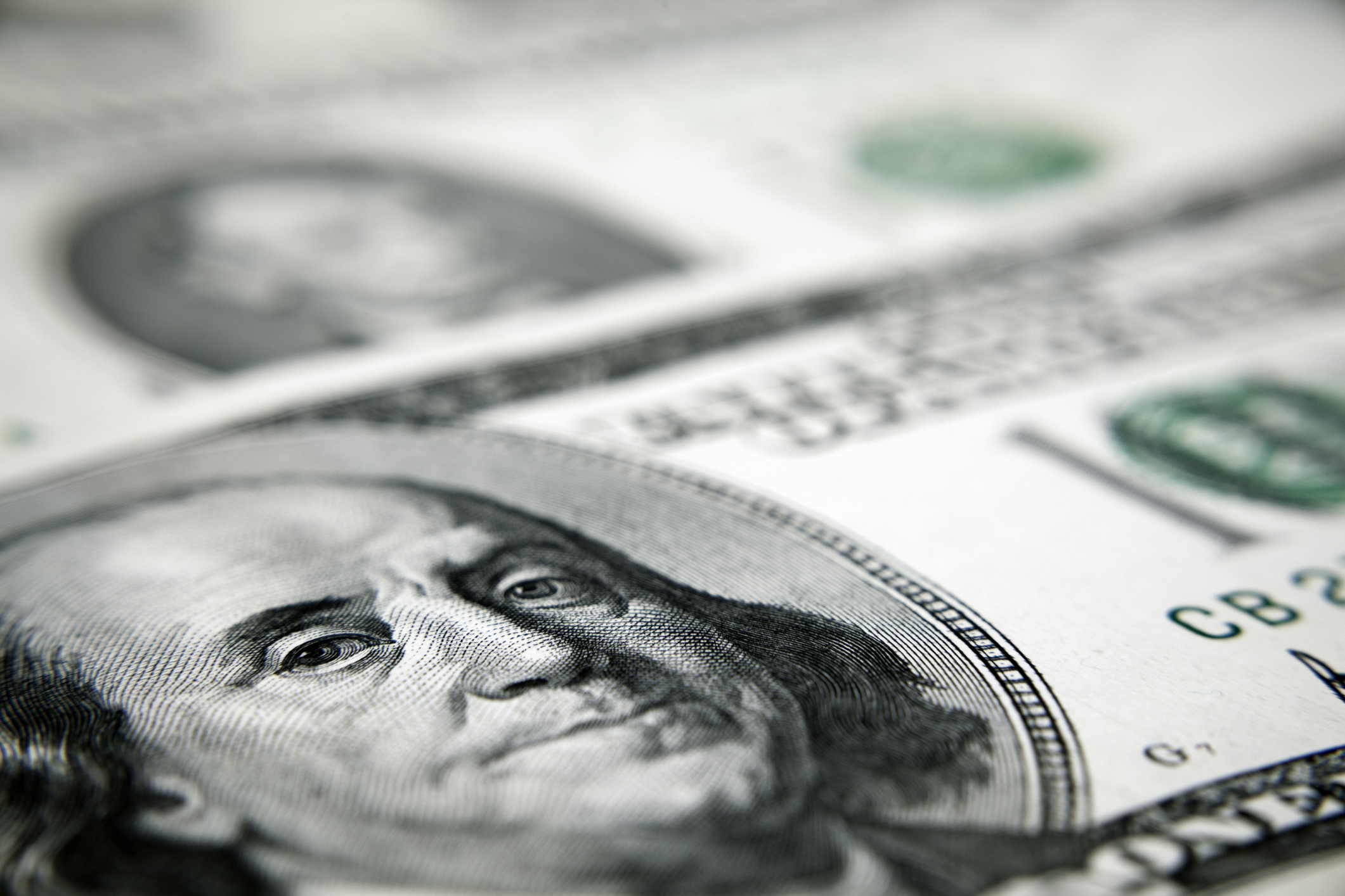 Close-up of one hundred dollar bill.