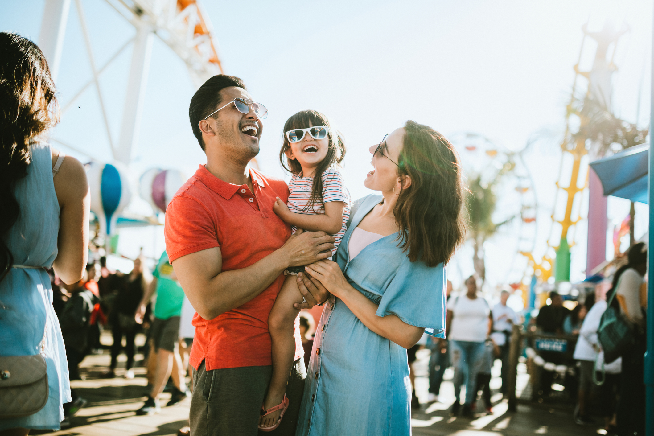 A family at a theme park.