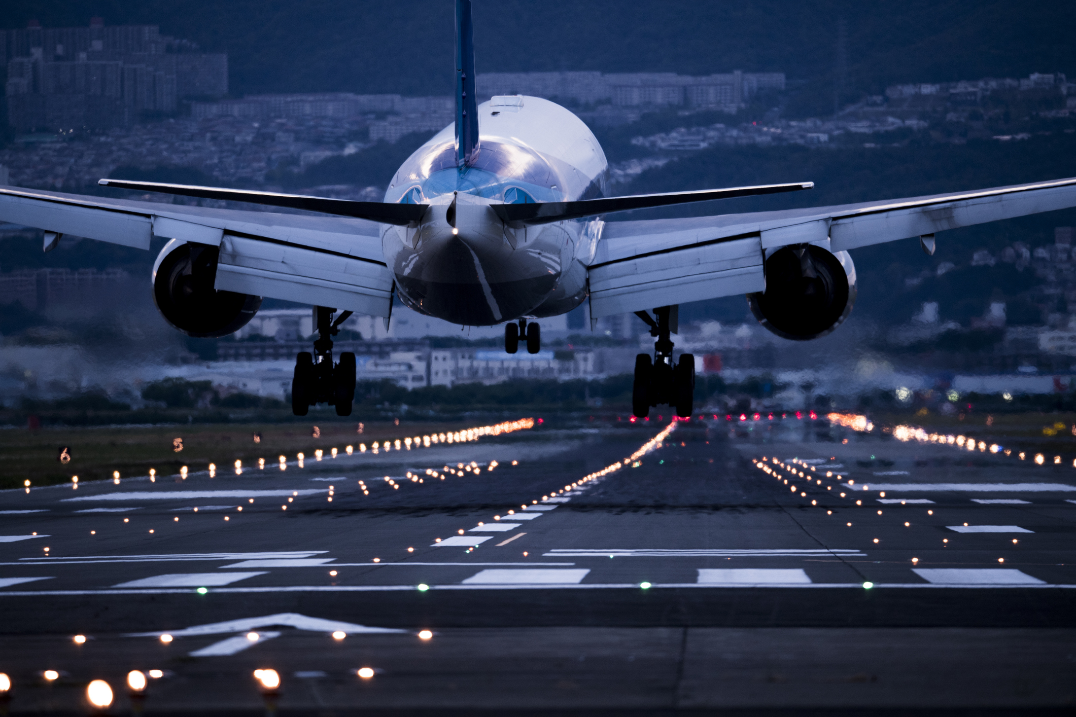An airplane taking off.