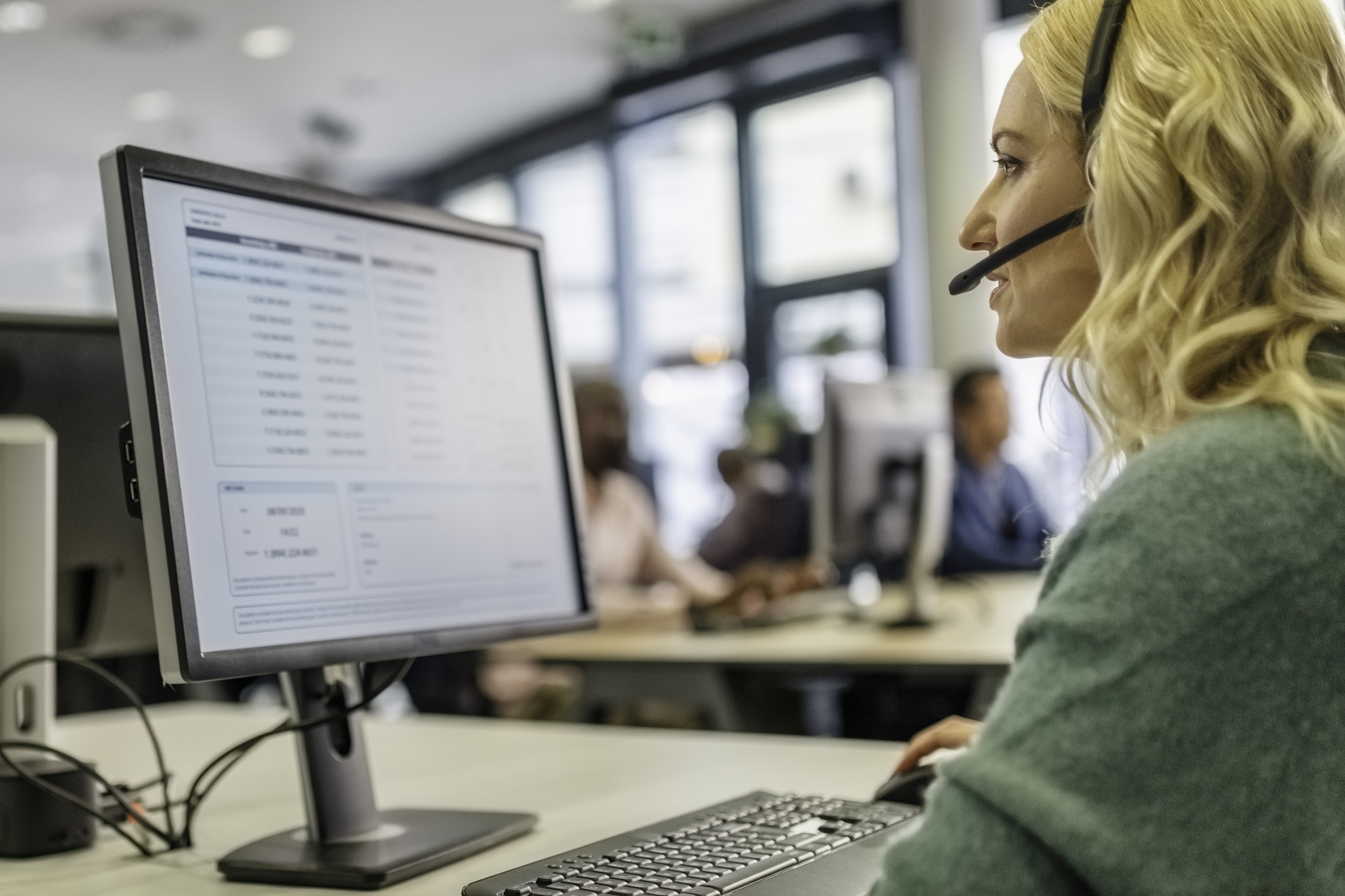 A service representative talks to a customer.