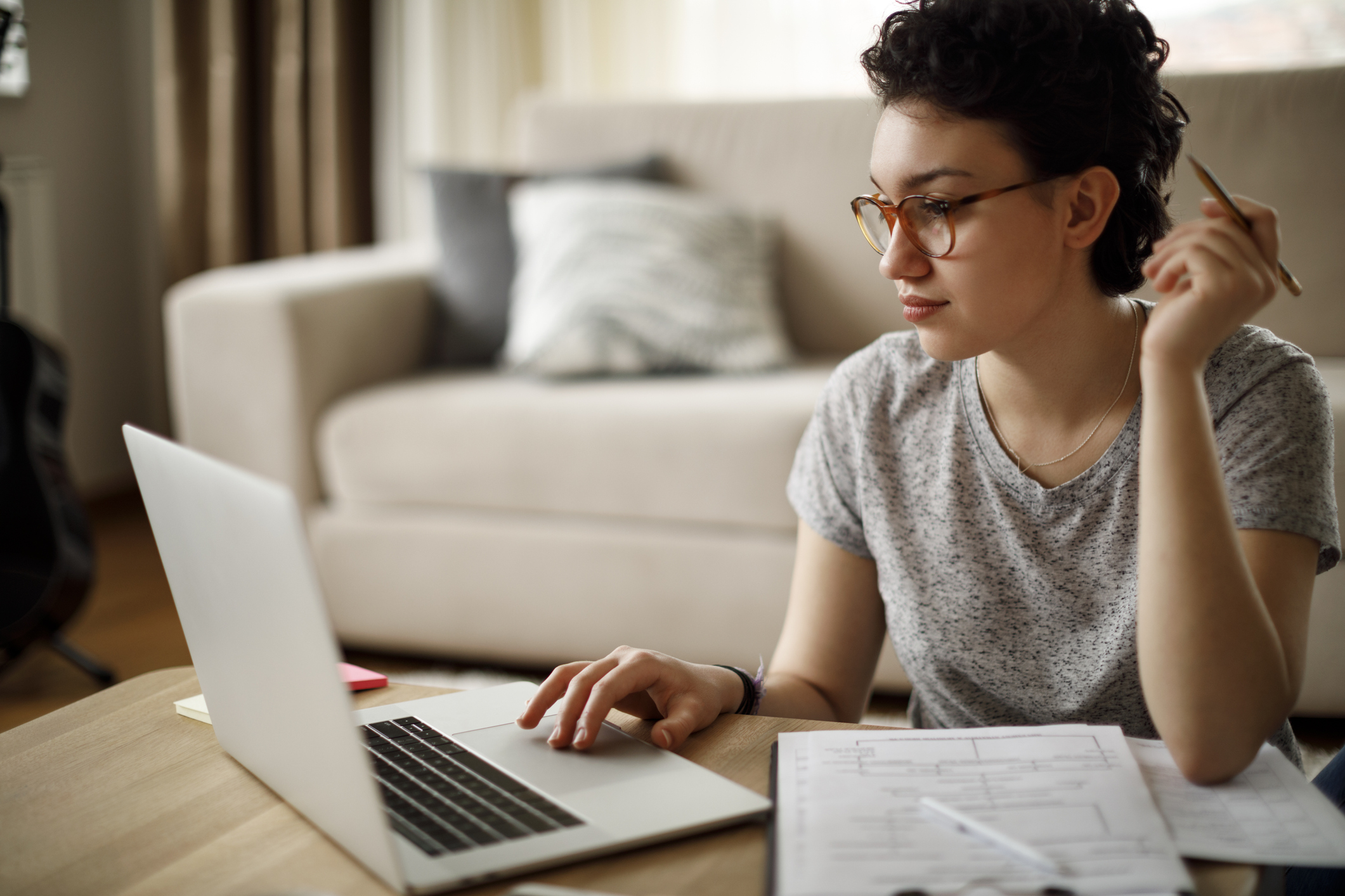 A person on their laptop.