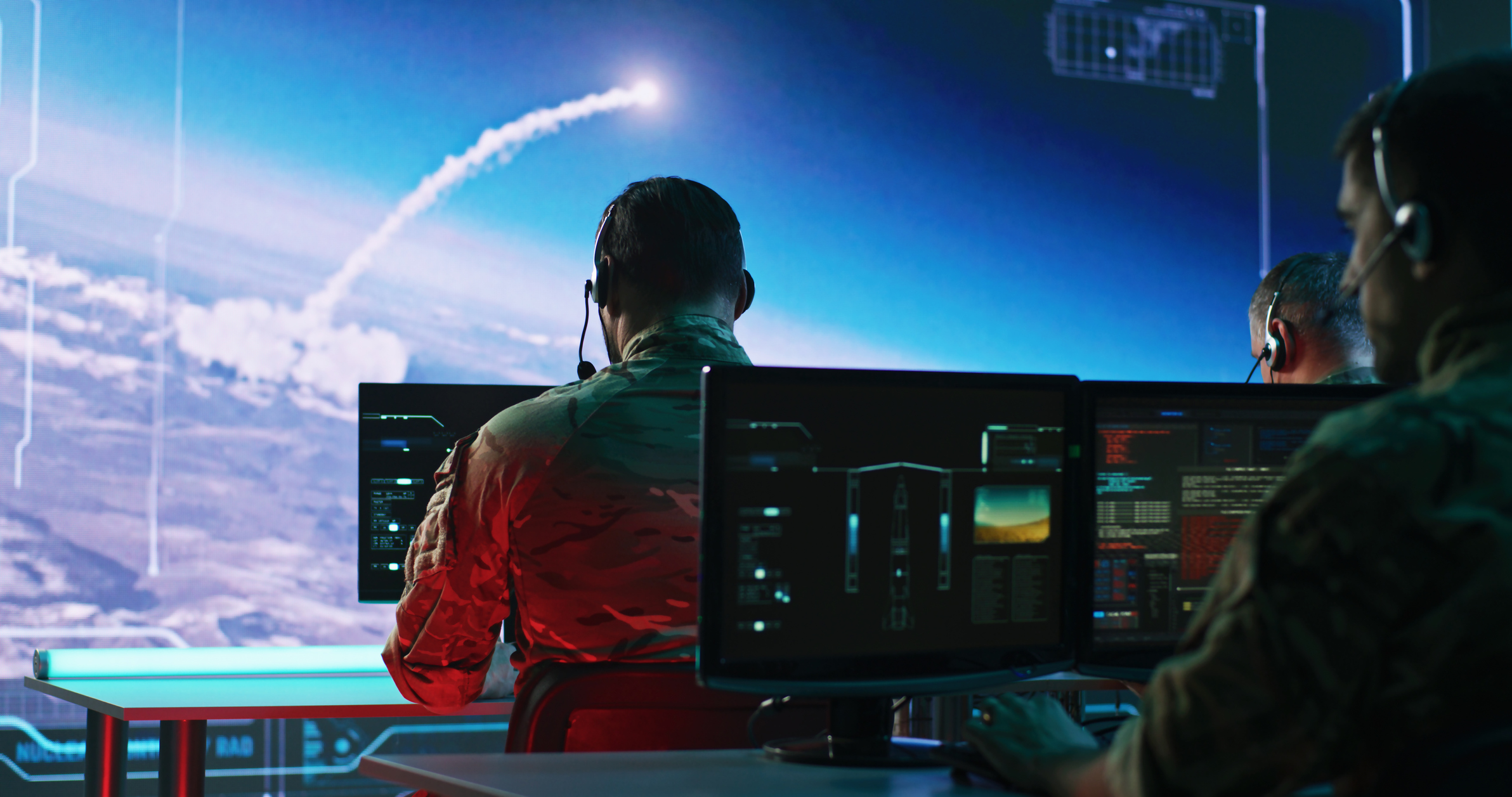 Soldiers overseeing a missile launch