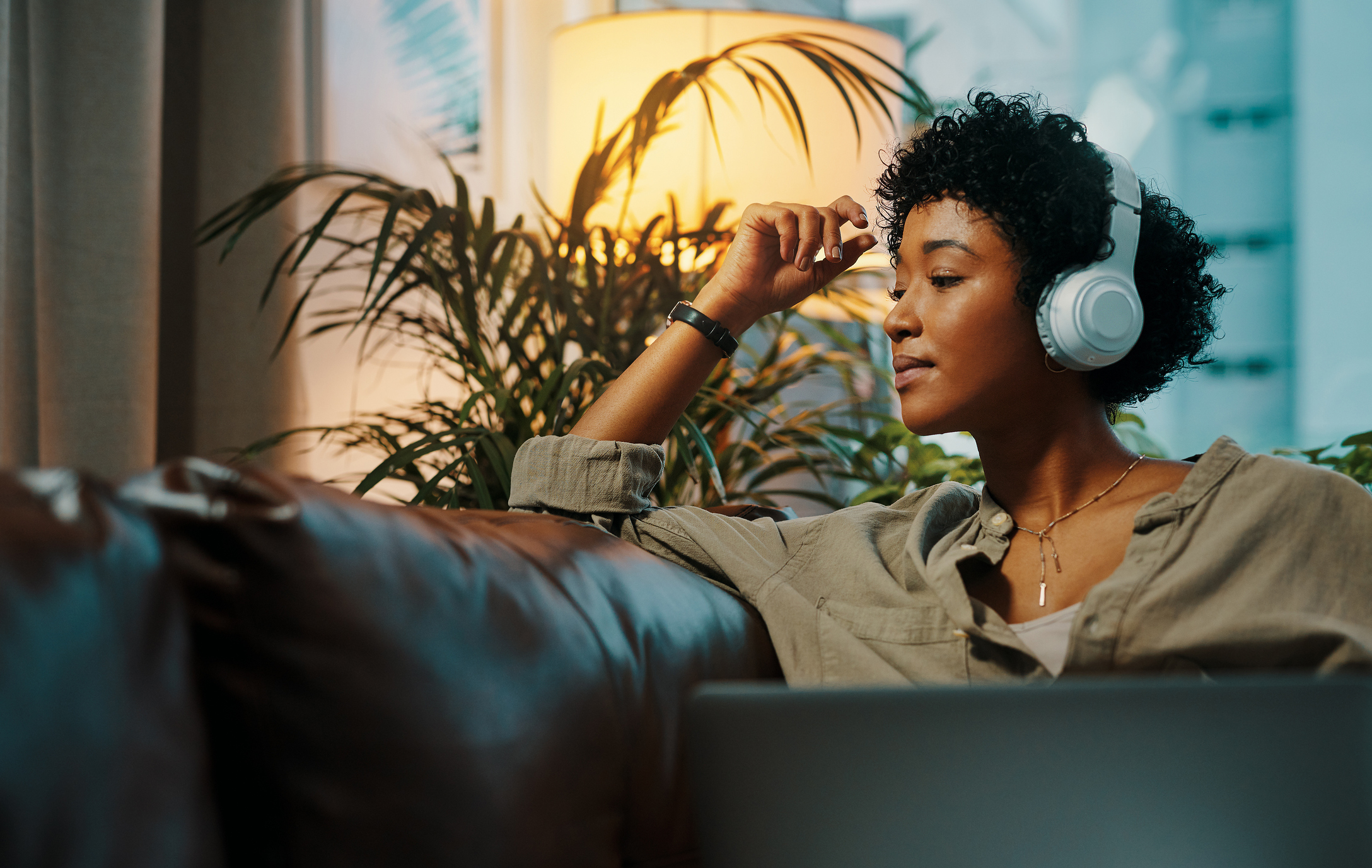 Person wearing headphones.