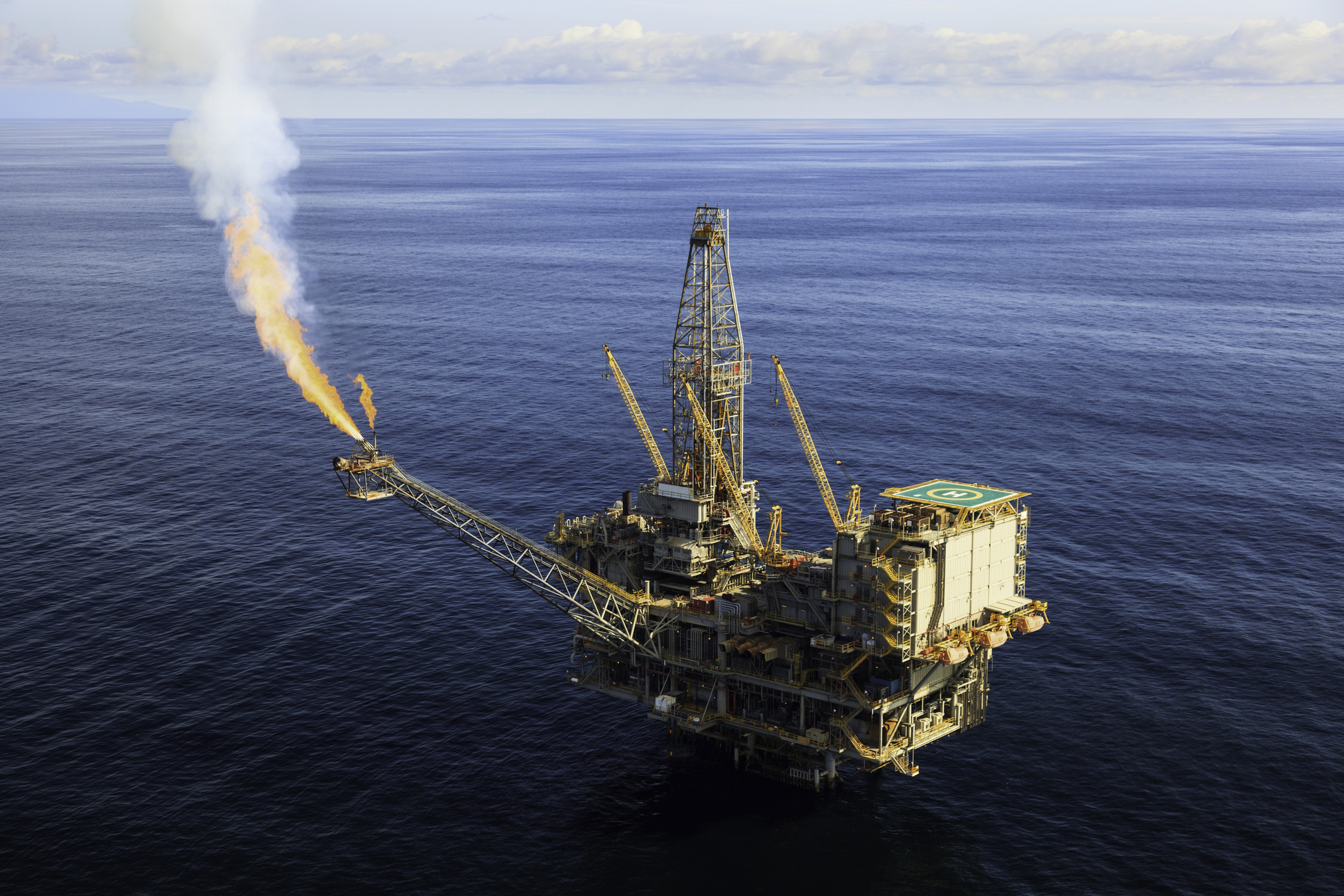 An offshore oil rig.