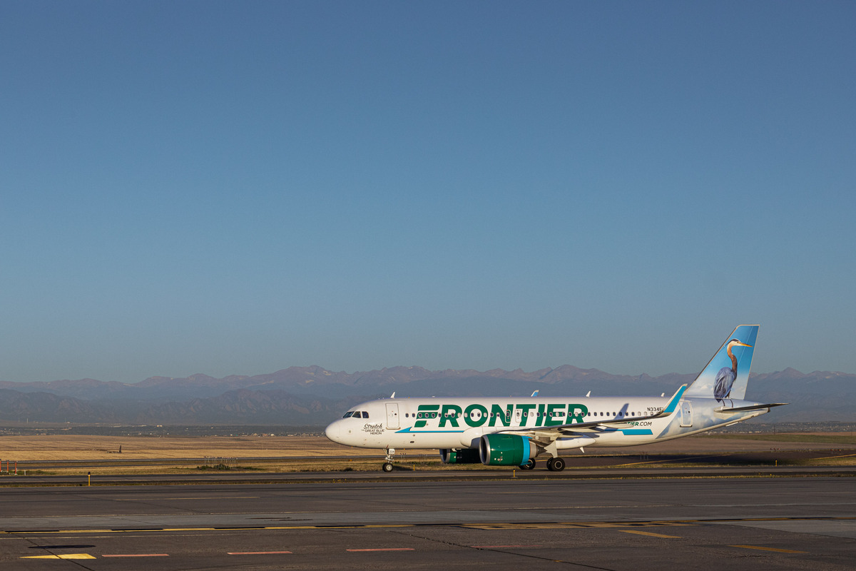 A Frontier plane on the tarmac.