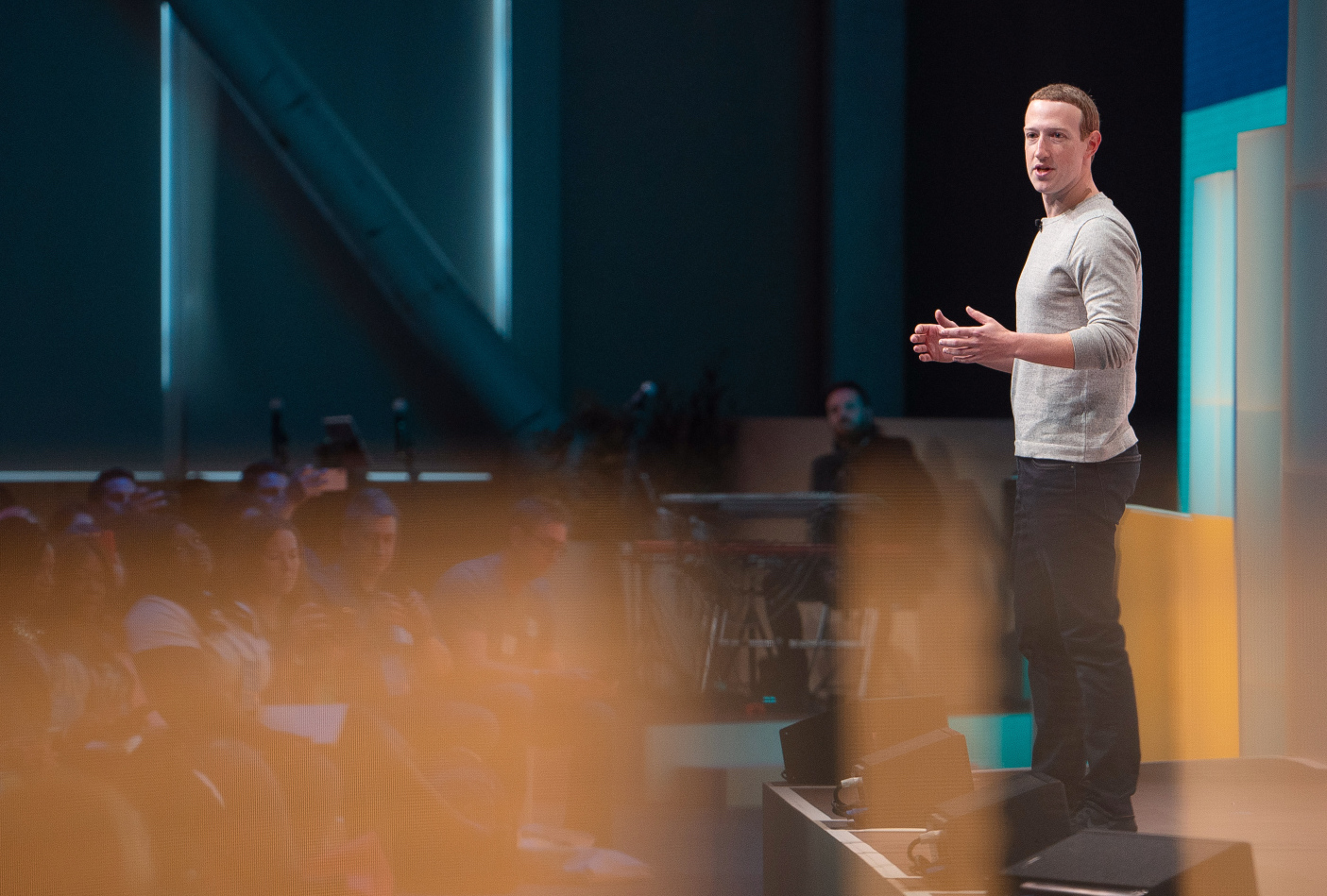 Mark Zuckerberg addressing an audience from a stage.