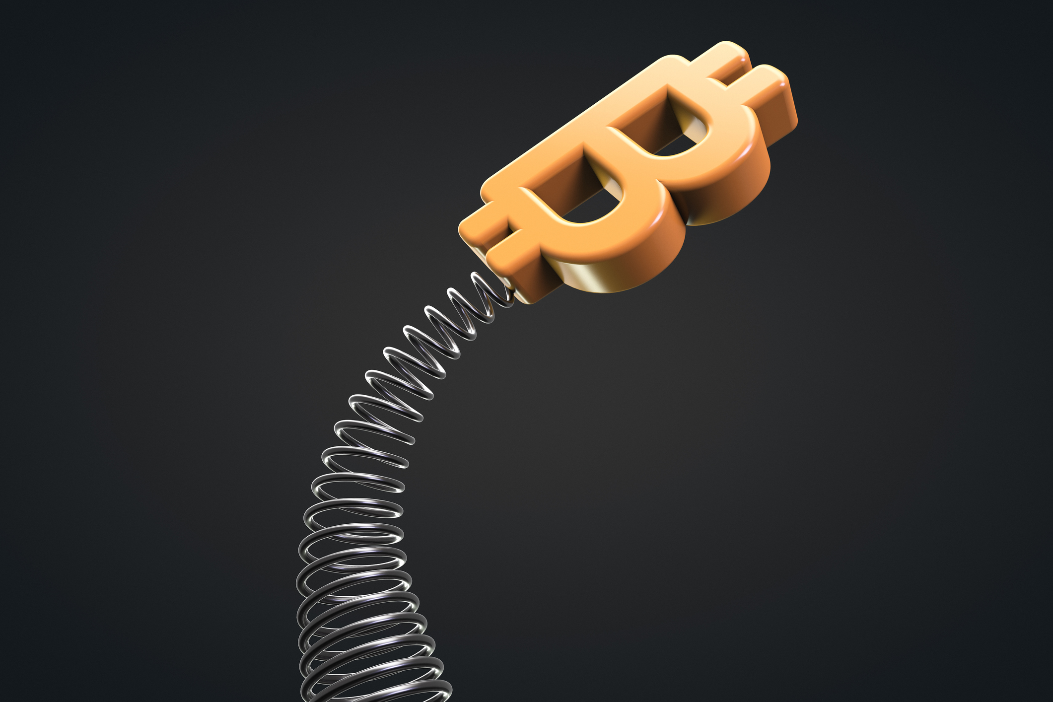 A Bitcoin logo on a spring.