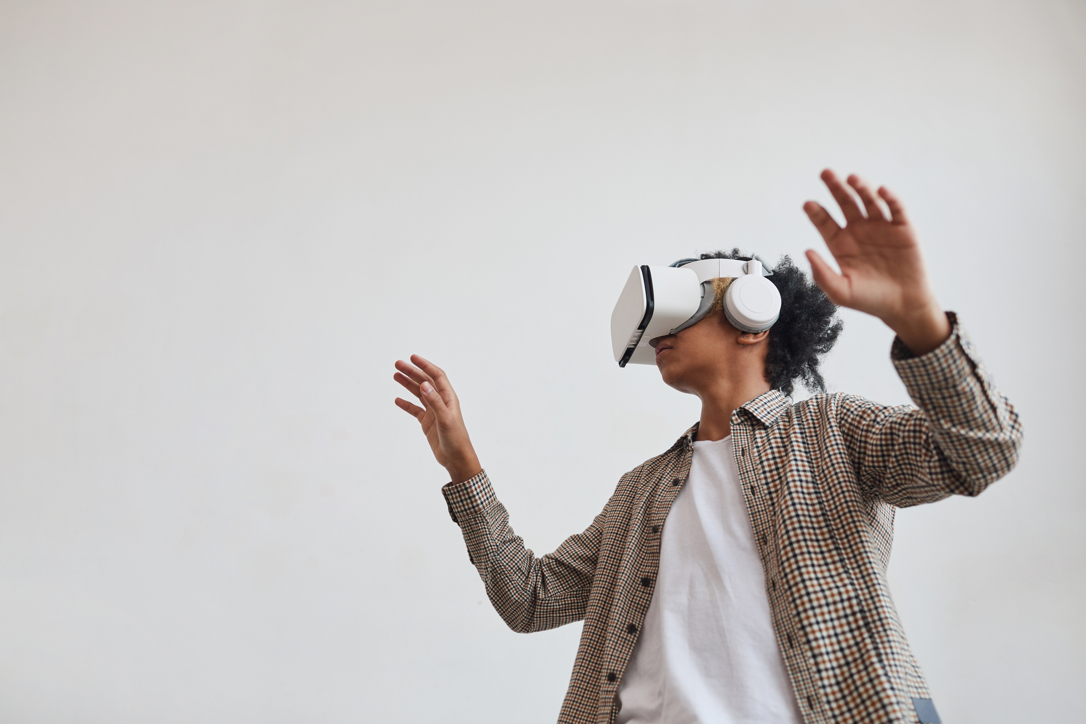 person wearing virtual reality headset